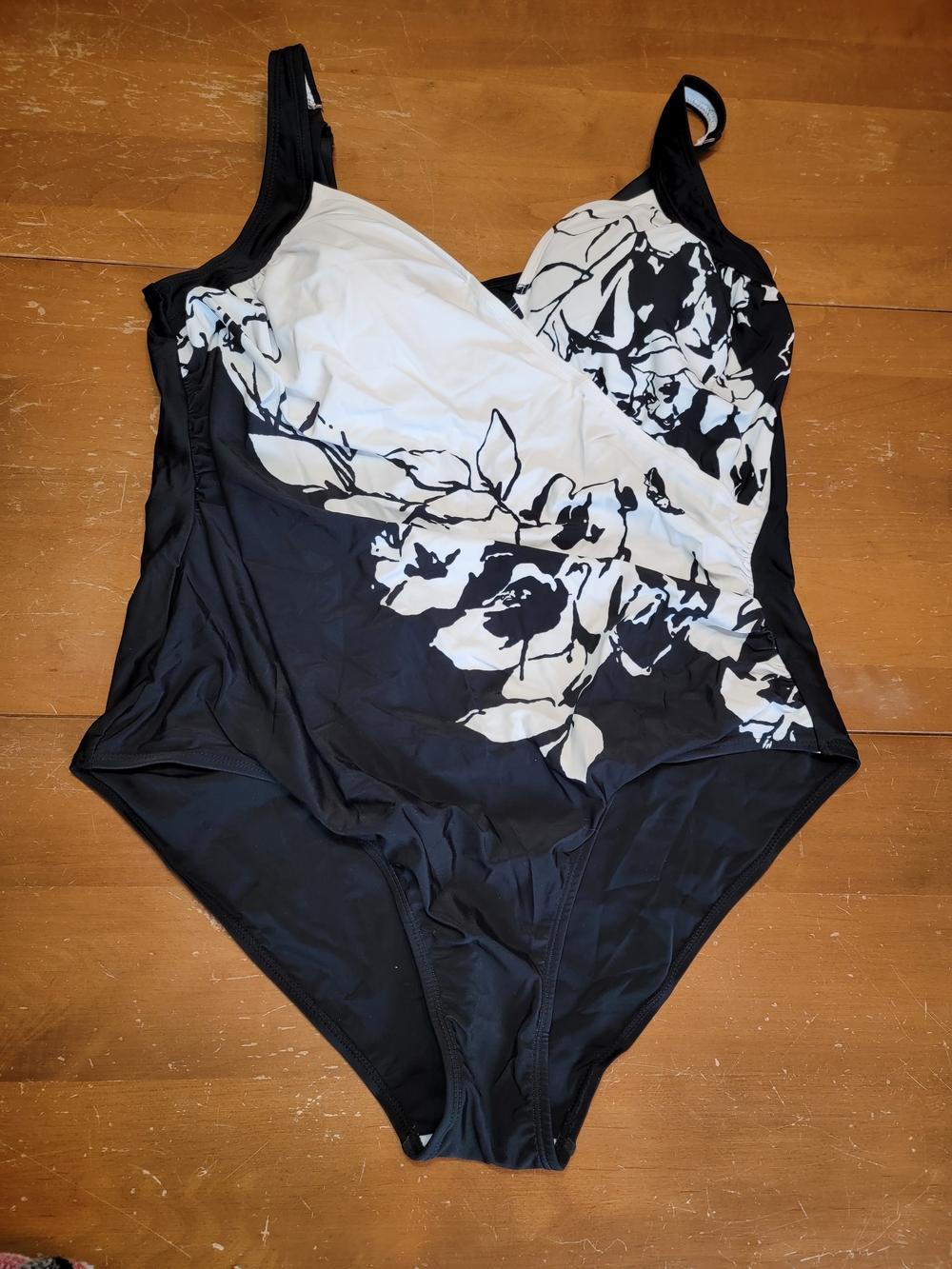 Black & White Floral One-Piece Swimsuit
